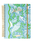 planner with a colorful shell pattern on a white background