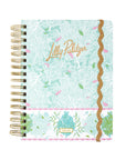 Lilly Pulitzer planner with floral design and gold accents on a white background