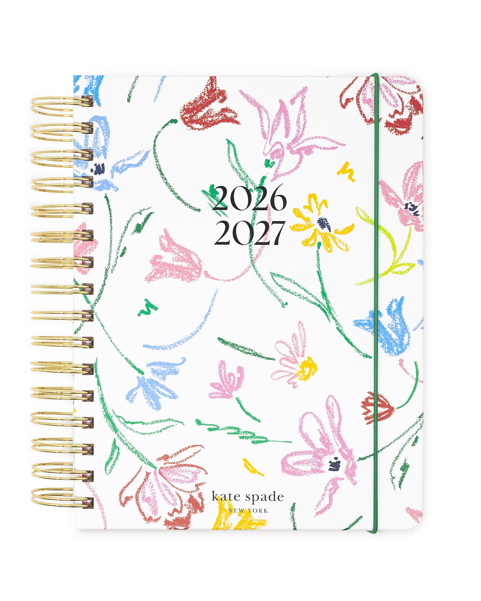 Floral-patterned planner with 2026-2027 dates on a white background