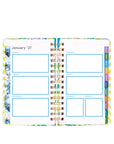 Multicolored planner with monthly layout on a white background