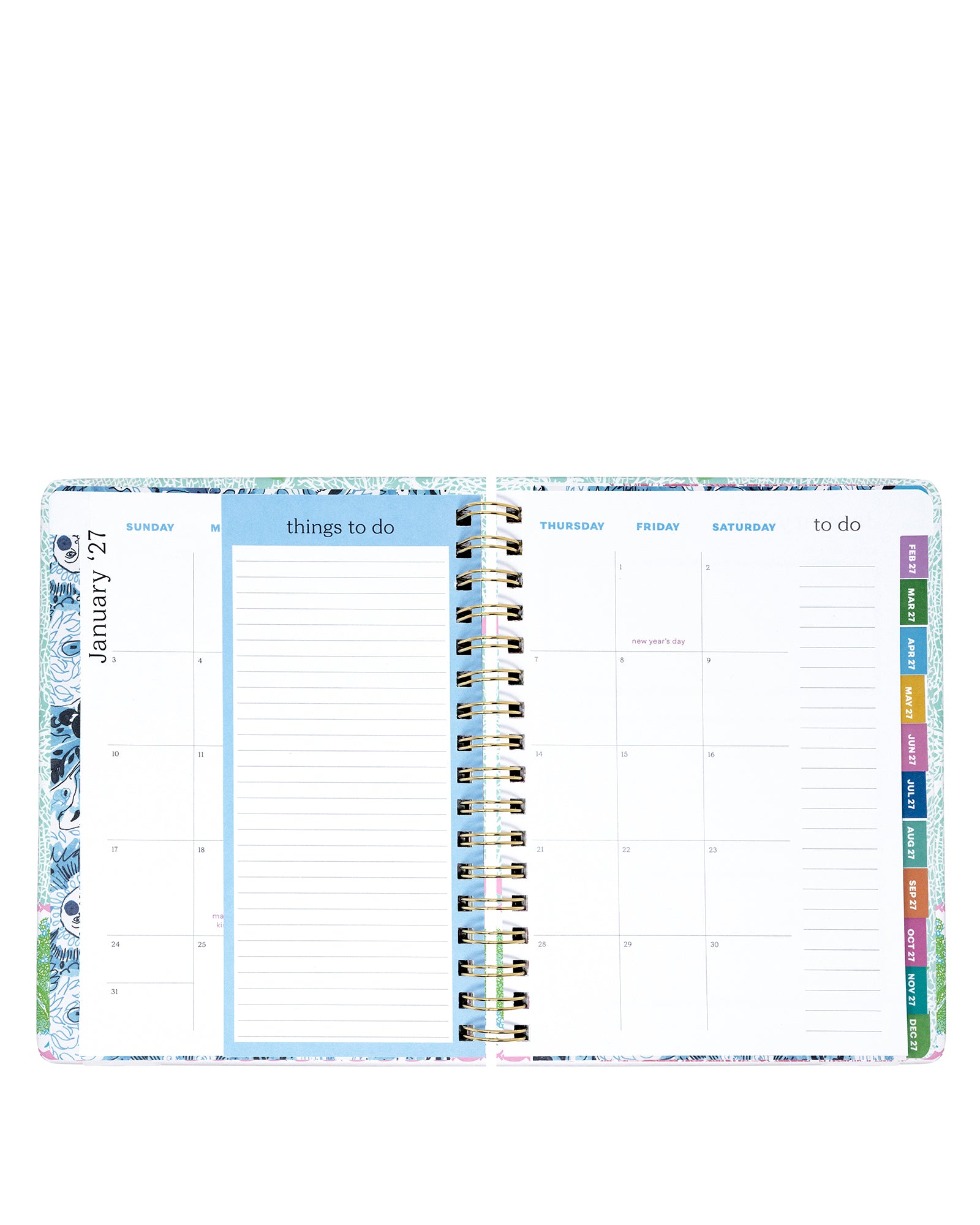 Planner with monthly view and to-do list on a white background