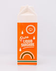 Orange container labeled 'Pure Liquid Sunshine' on a white background