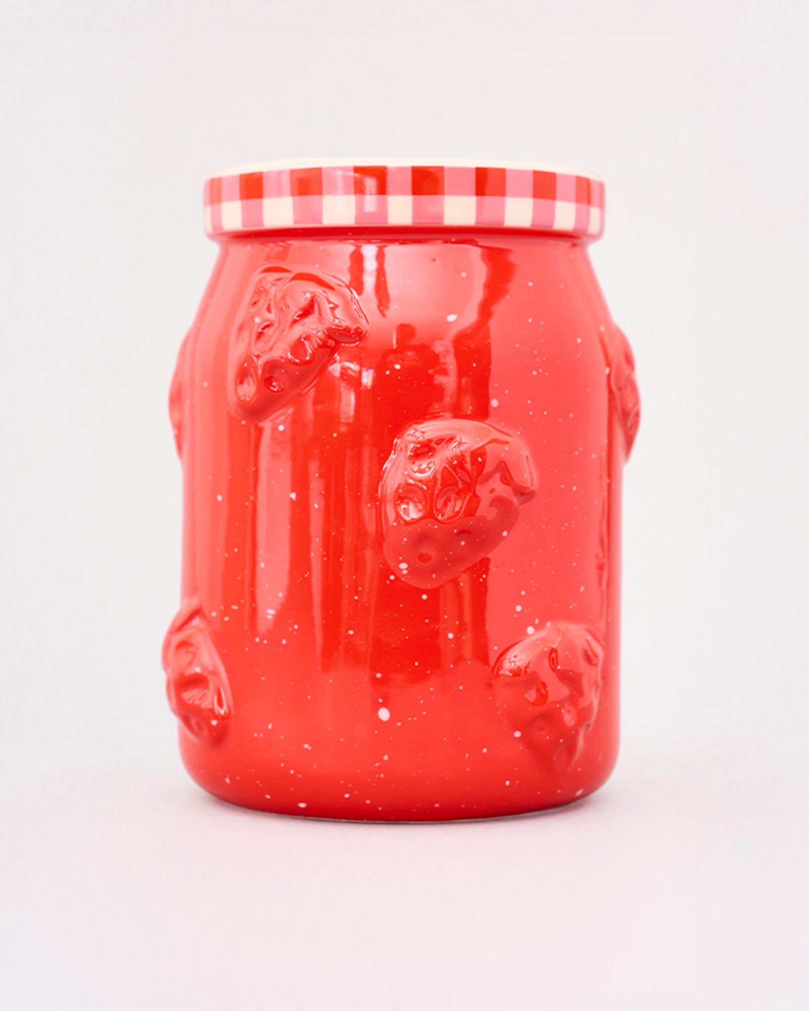 back view of strawberry jam petite ceramic vase