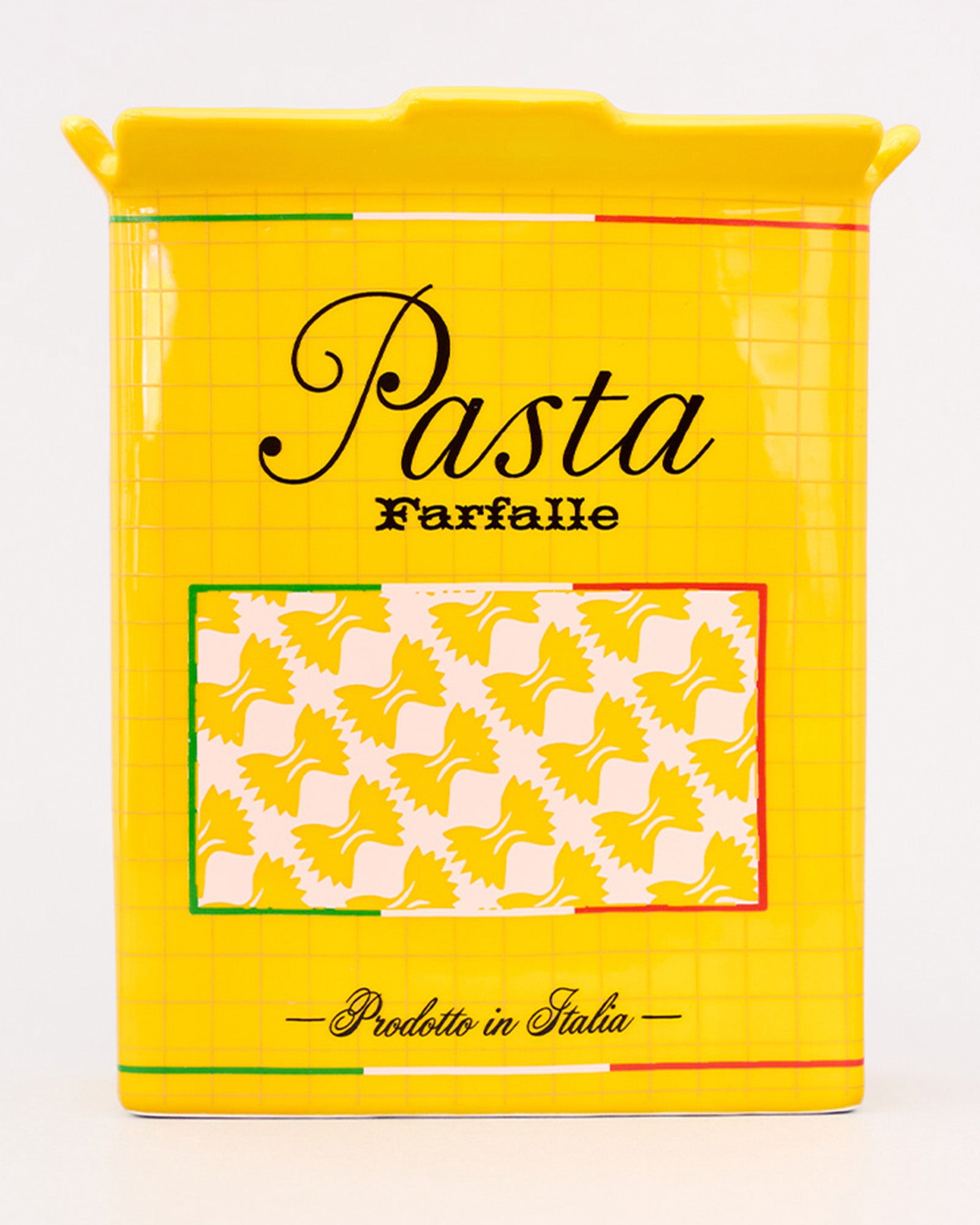 yellow pasta box vase