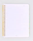 lined blank pages of cream mini notebook with colorful folk graphics and 'i'd rather be home reading' across the center