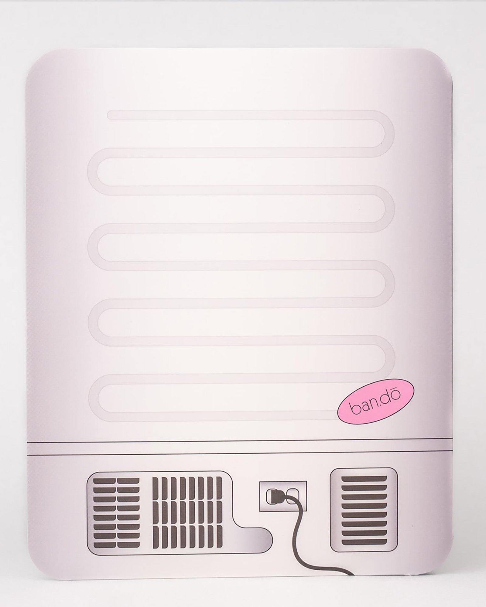 back view of Light blue container with colorful 'BOOKMARKS' text on a light gray background