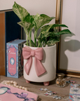 Footed Planter, Pink Bow