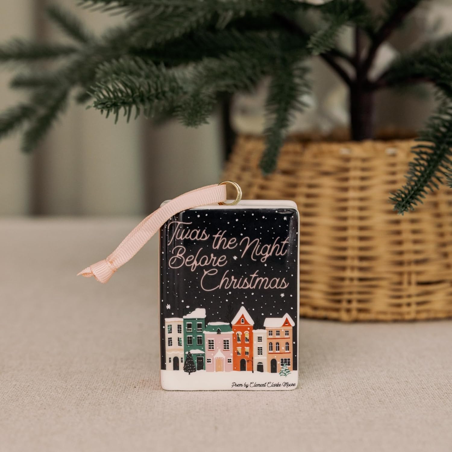 Book Shaped Ceramic Ornament, Twas the Night Before Christmas