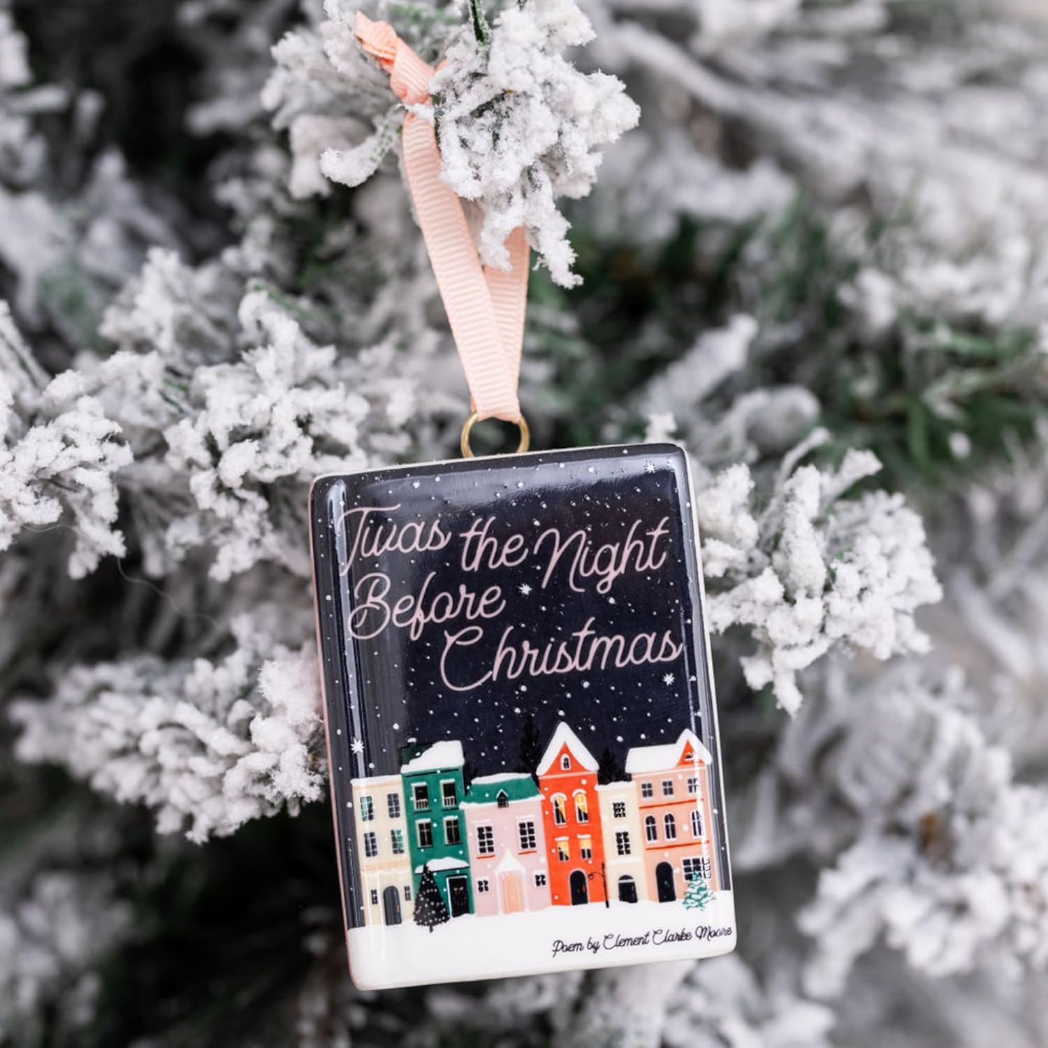 Book Shaped Ceramic Ornament, Twas the Night Before Christmas
