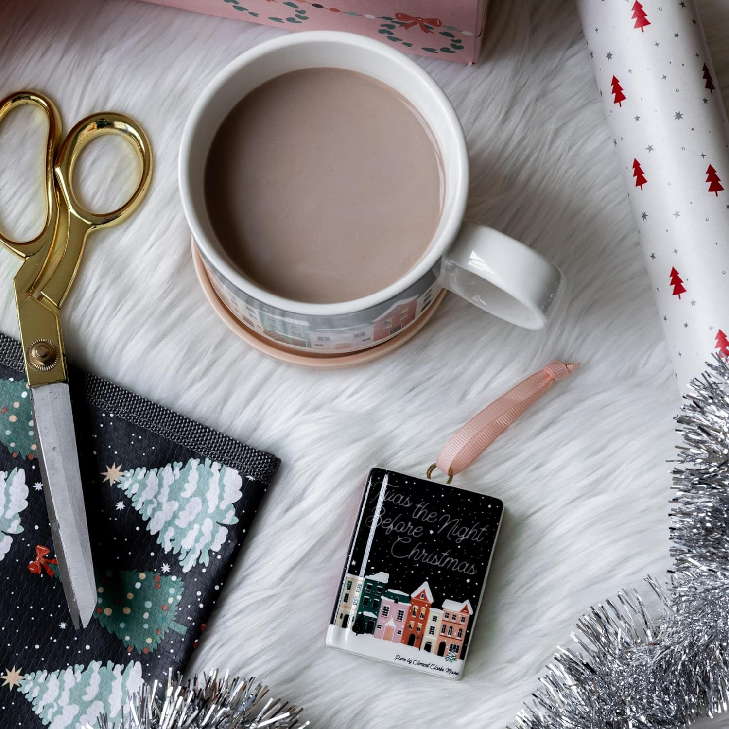 Book Shaped Ceramic Ornament, Twas the Night Before Christmas