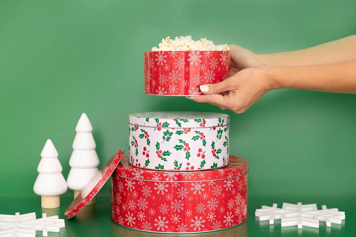 Cookie Tins (Set of 3), Snowflake and Holly