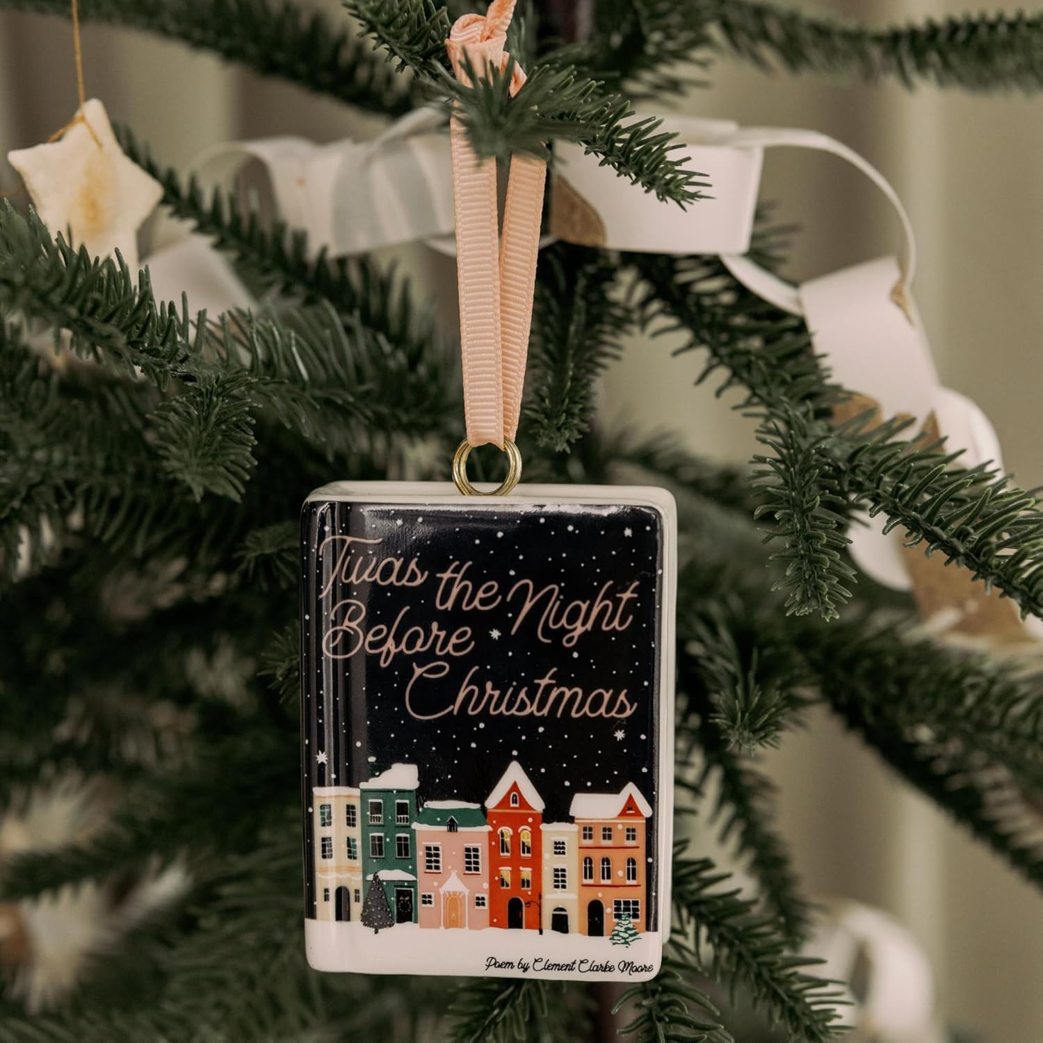 Book Shaped Ceramic Ornament, Twas the Night Before Christmas