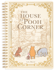 Notebook cover of 'The House at Pooh Corner' with illustrations of Pooh and friends.
