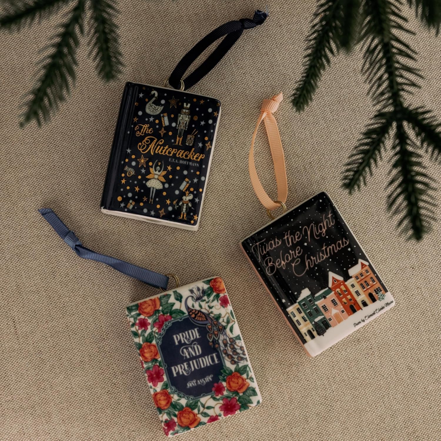 Book Shaped Ceramic Ornament, Twas the Night Before Christmas