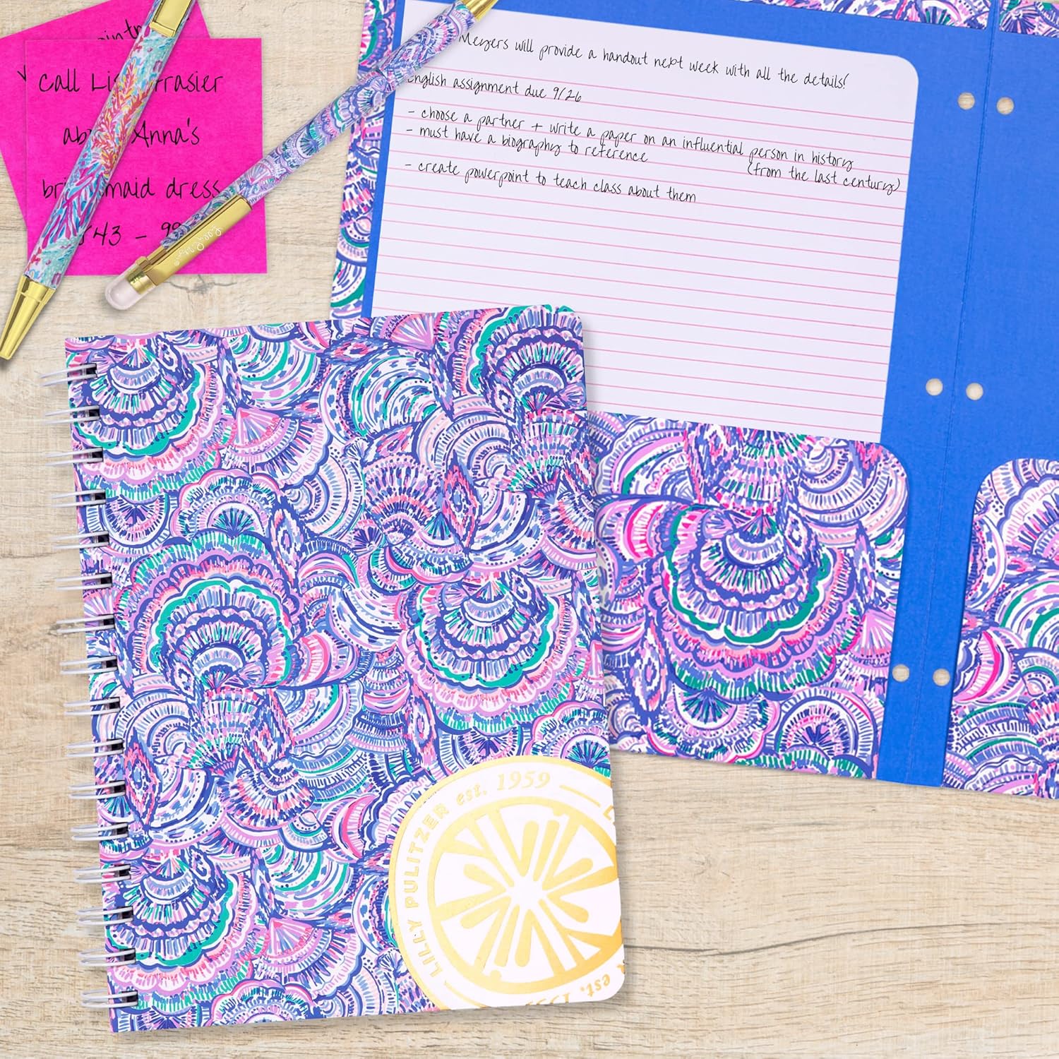 Lilly Pulitzer Pocket Folder Set, Shell Me Something Good