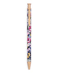 black floral ballpoint pen with gold accents