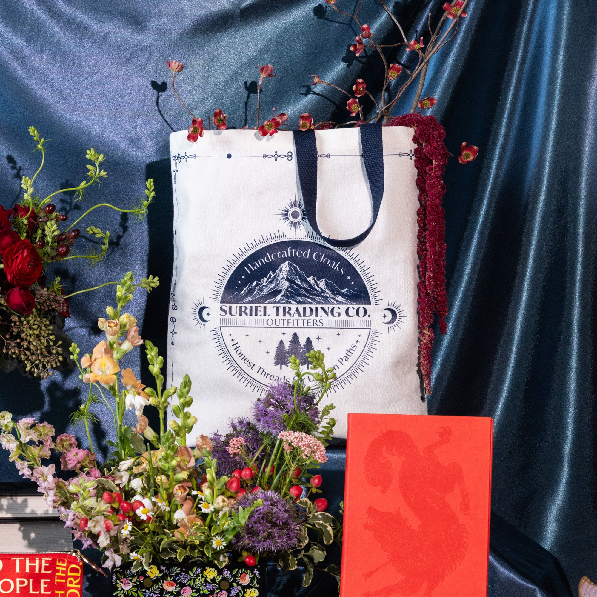 'HANDCRAFTED CLOAKS. SURIEL TRADING CO. OUTFITTERS' tote bag