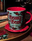 teal beauty and the beast mug with red interior