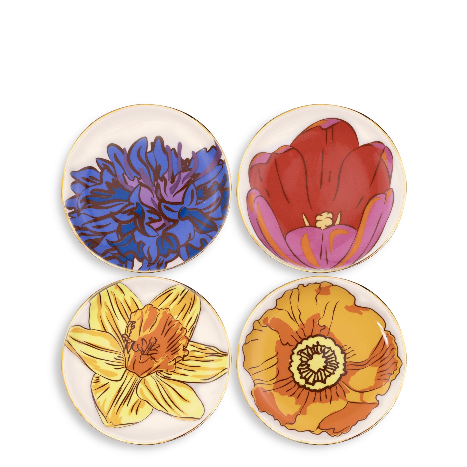Vera Bradley Ceramic Coaster Set, Meadow Bouquet Seedpearl