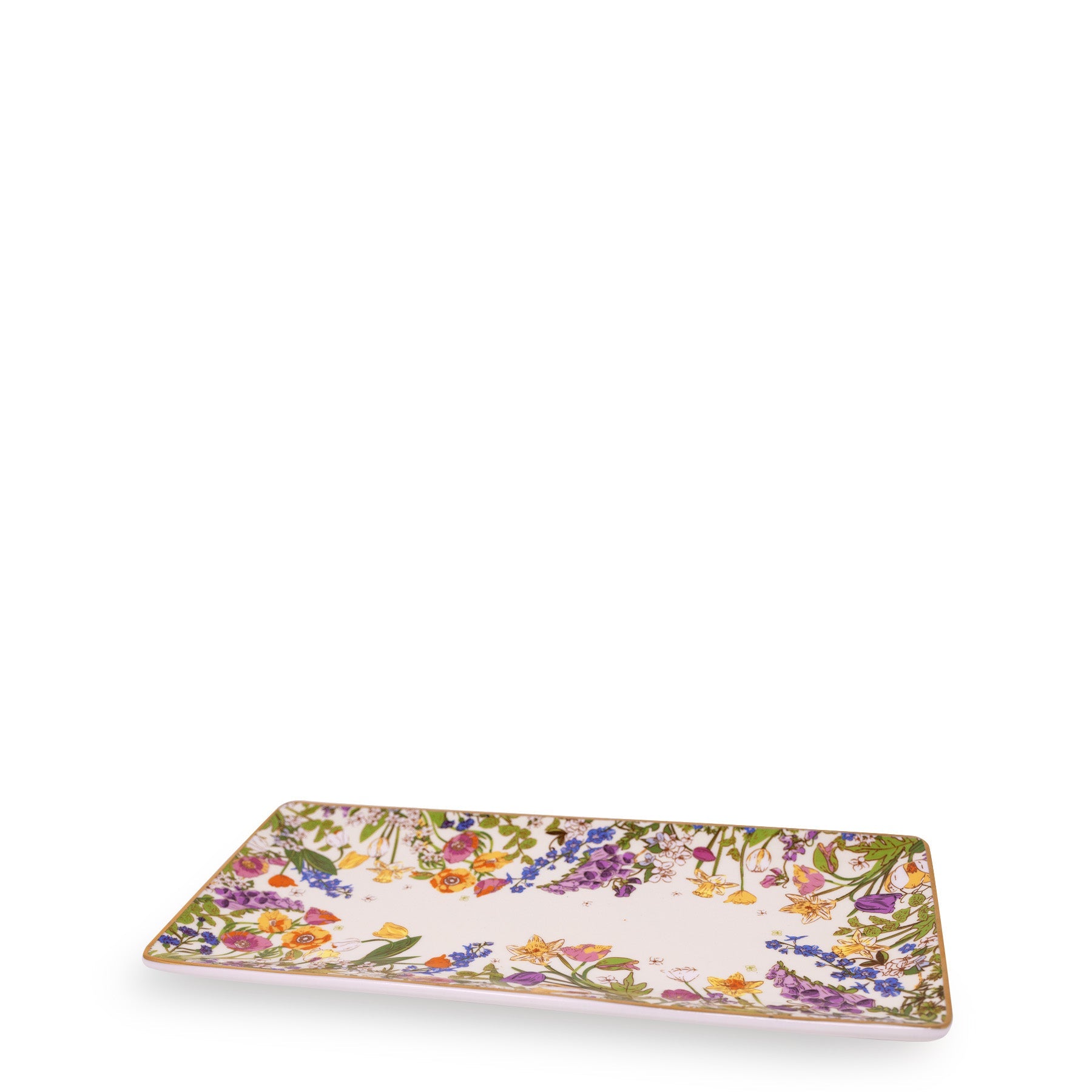 Vera Bradley Ceramic Rectangle Tray, Meadow Bouquet Seedpearl