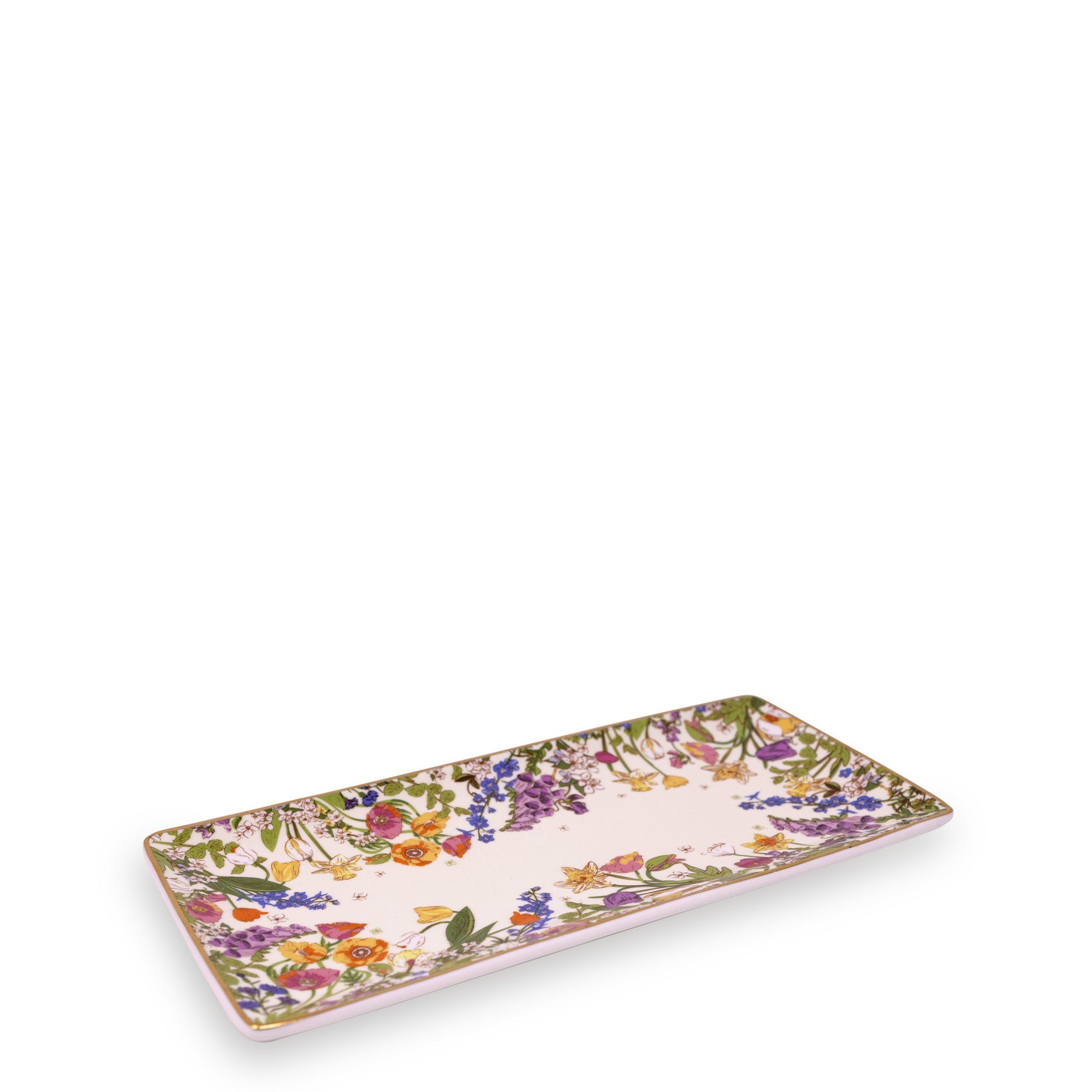 Vera Bradley Ceramic Rectangle Tray, Meadow Bouquet Seedpearl