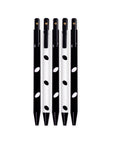 black and white click pen set with almond dot pattern