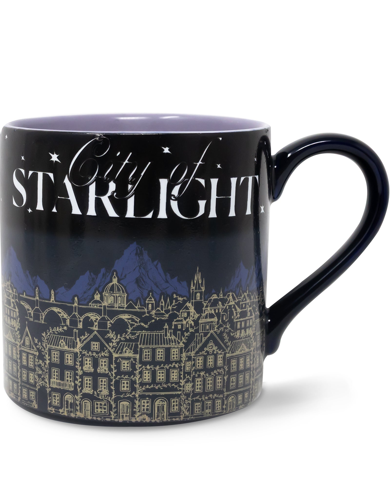 Mug with 'City of Starlight' design on a white background