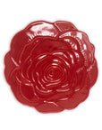 Red rose-shaped tray on a white background
