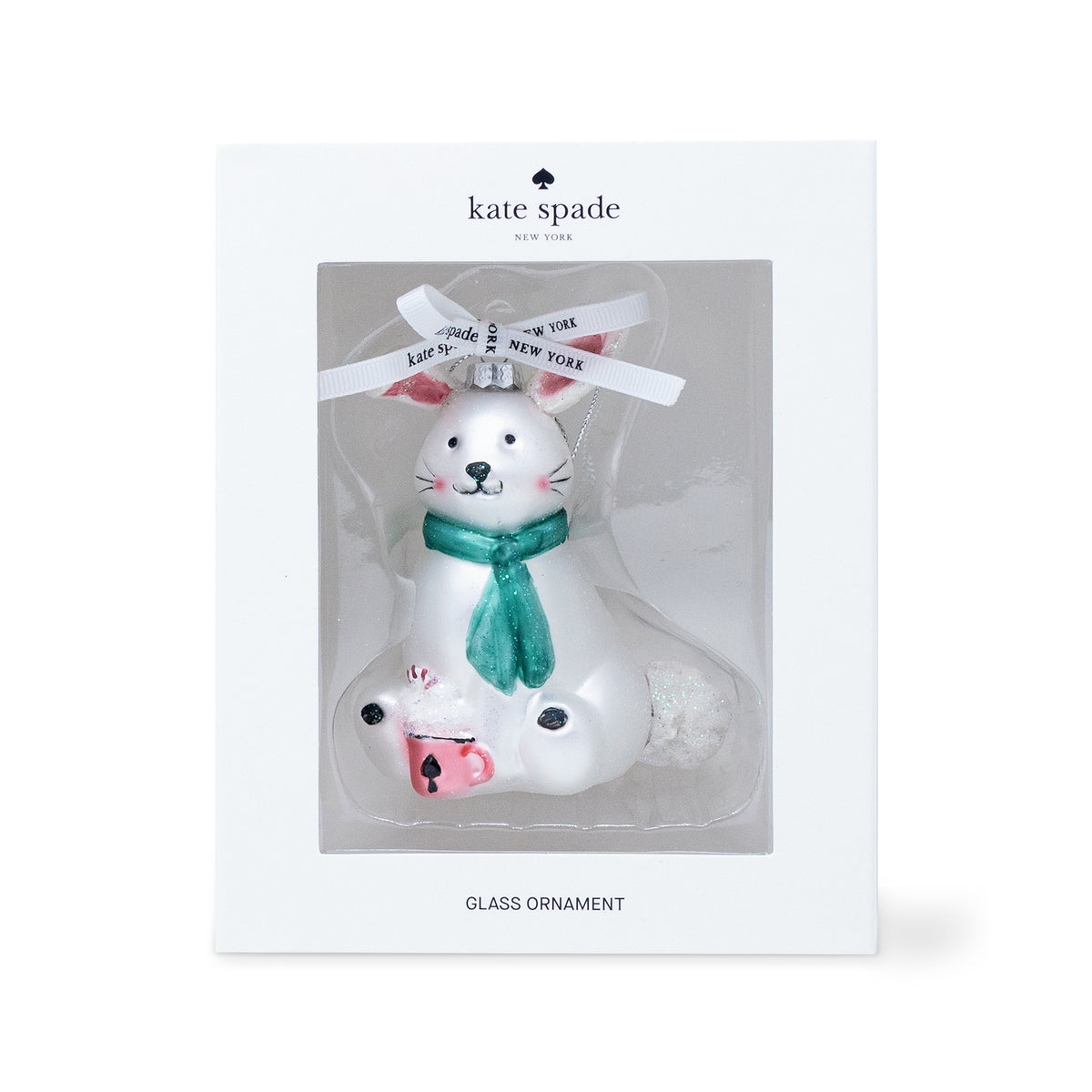 packaged bunny glass ornament