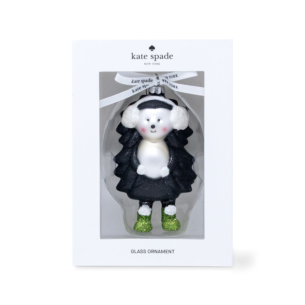 packaged black hedgehog glass ornament