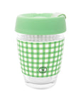 Glass Travel Mug, Arcadian Green Gingham