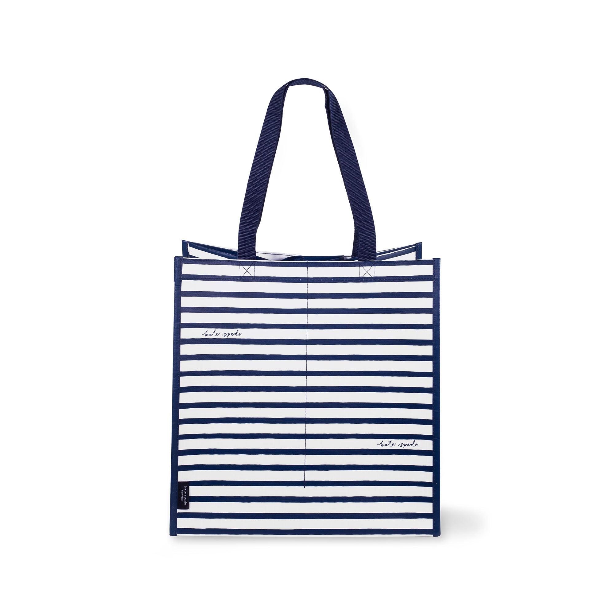 Grocery Tote, Navy Painted Stripe