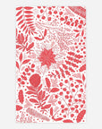 Red floral pattern with red flowers and leaves on a white background