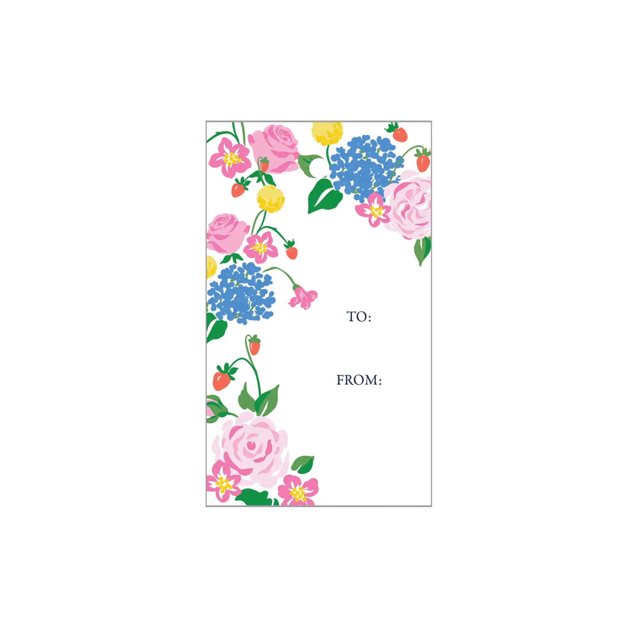 Floral patterned gift tag with 'To' and 'From' fields on a white background