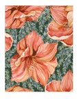 Floral pattern with pink flowers on a green background