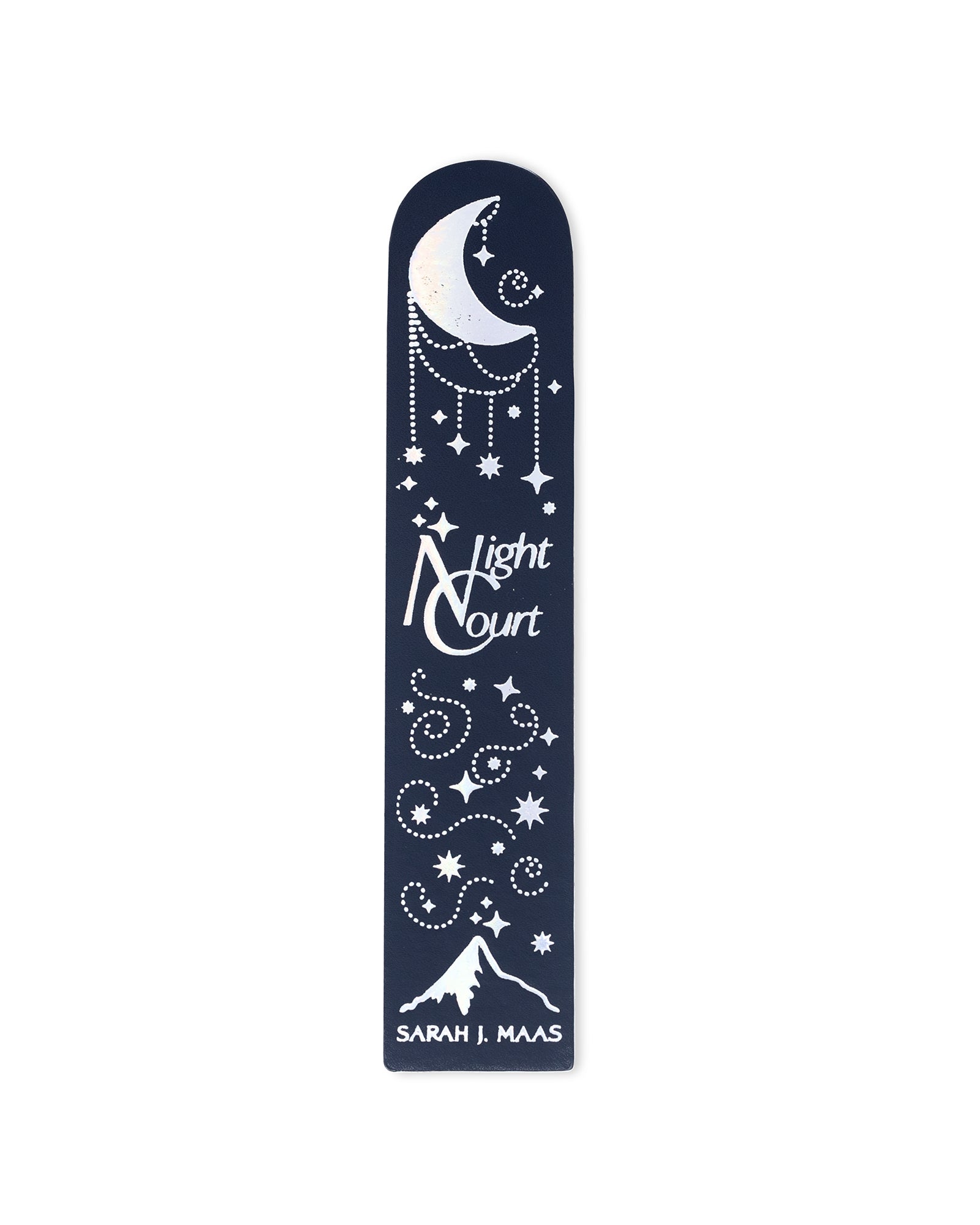 Navy bookmark with celestial design and 'Night Court' text on a white background