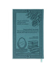Decorative notebook with literary quote and illustrations on a white background