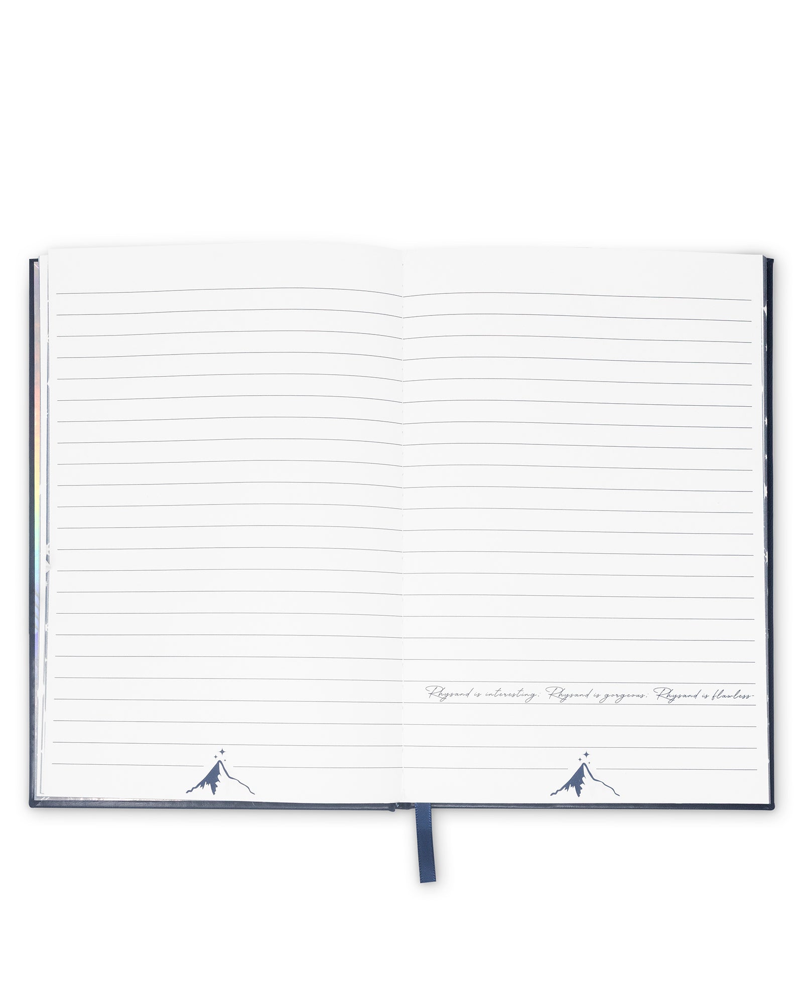 Notebook with lined pages on a white background