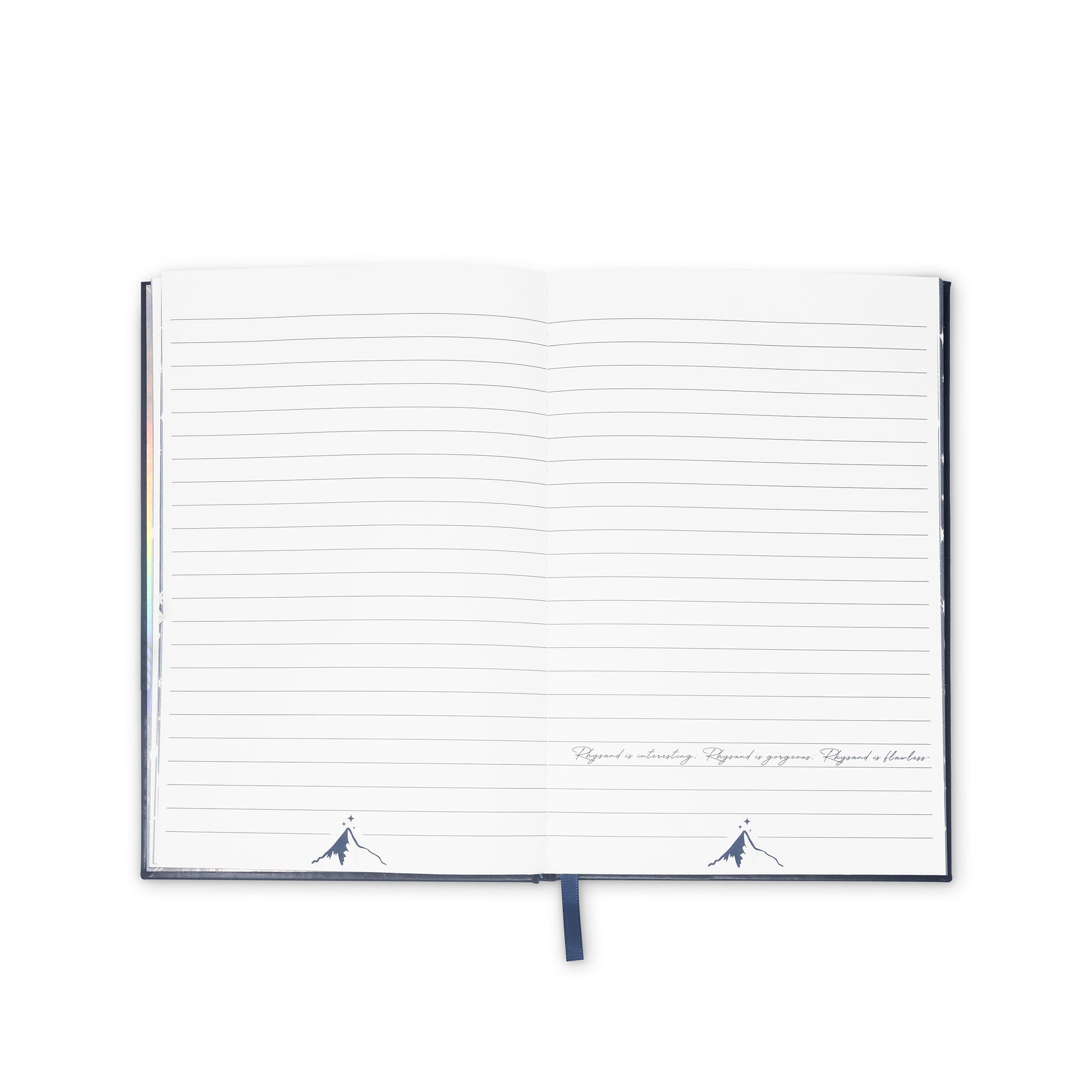 Notebook with lined pages on a white background