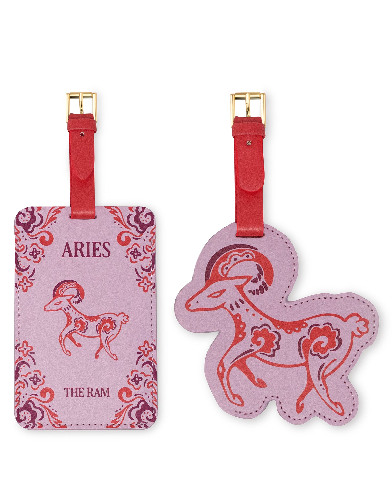 set of 2 pink aries luggage tags