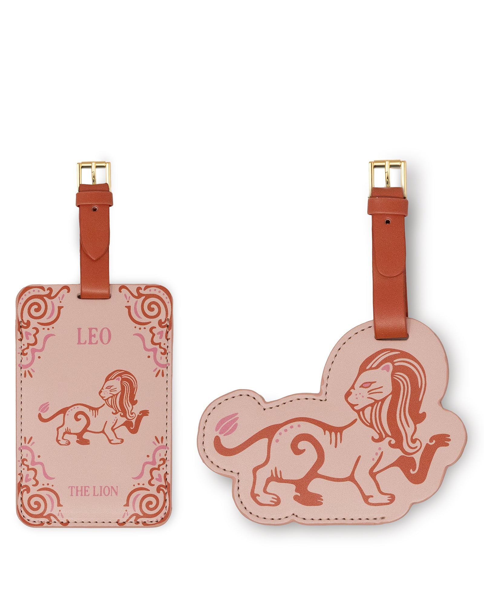 set of two leo luggage tags