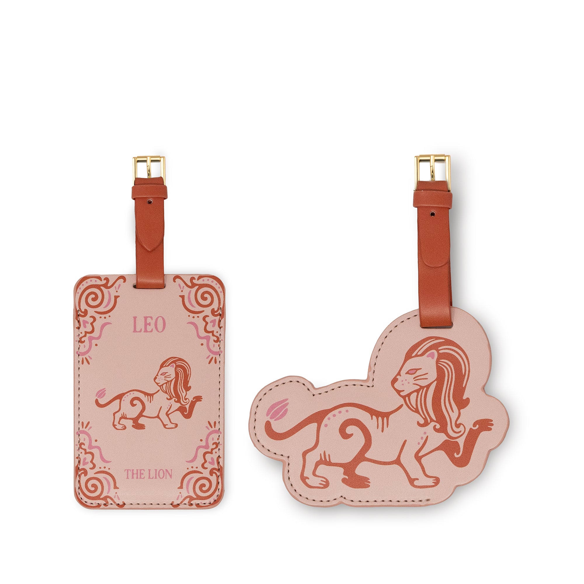 set of two leo luggage tags