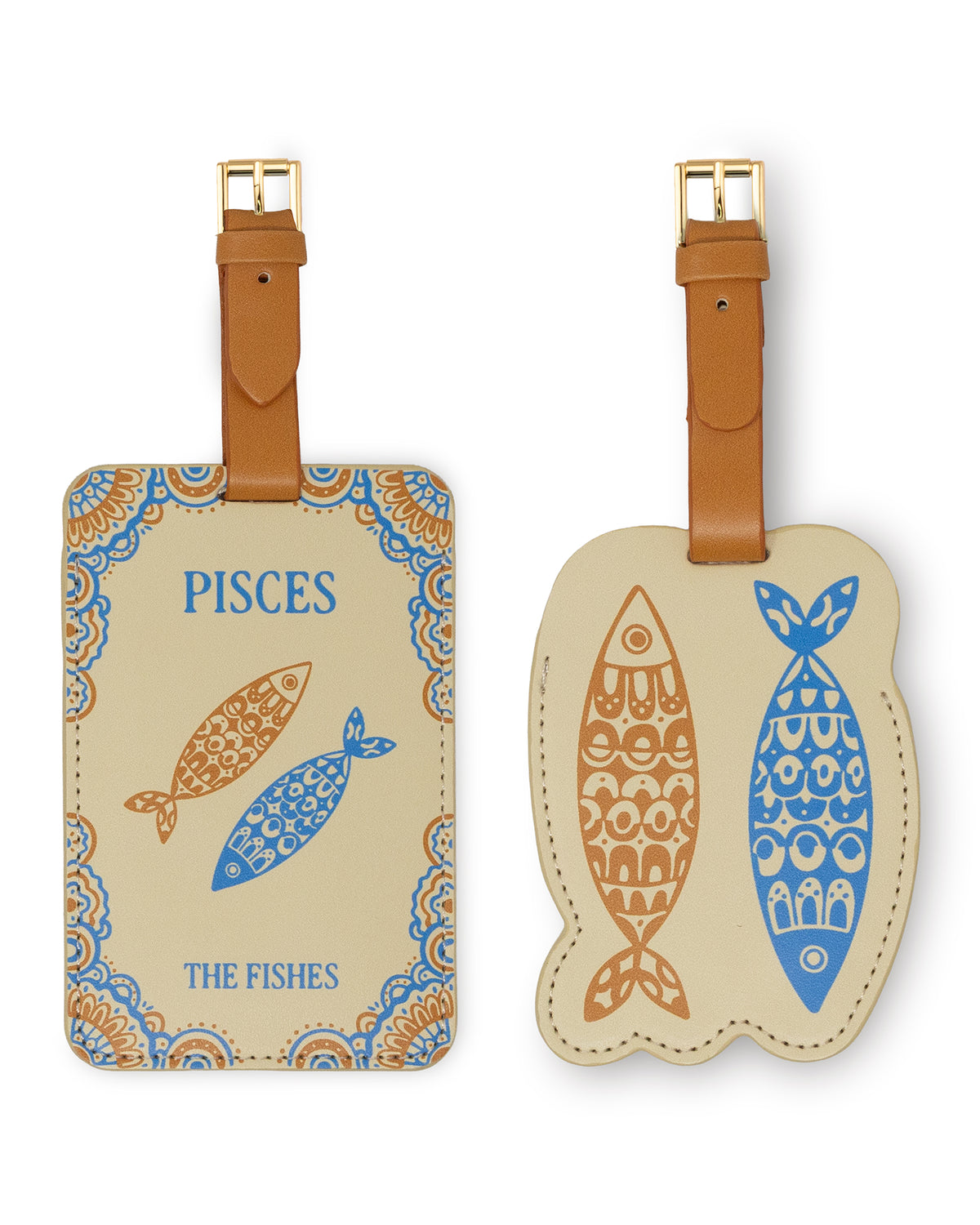 set of two pisces luggage tags