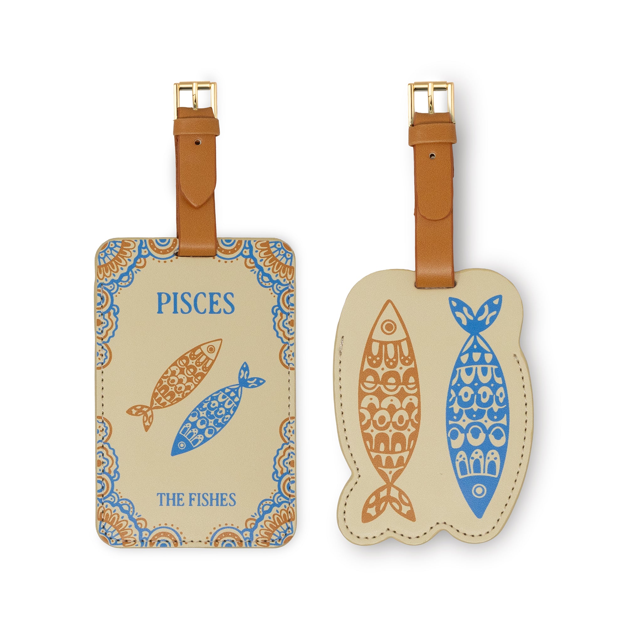 set of two pisces luggage tags