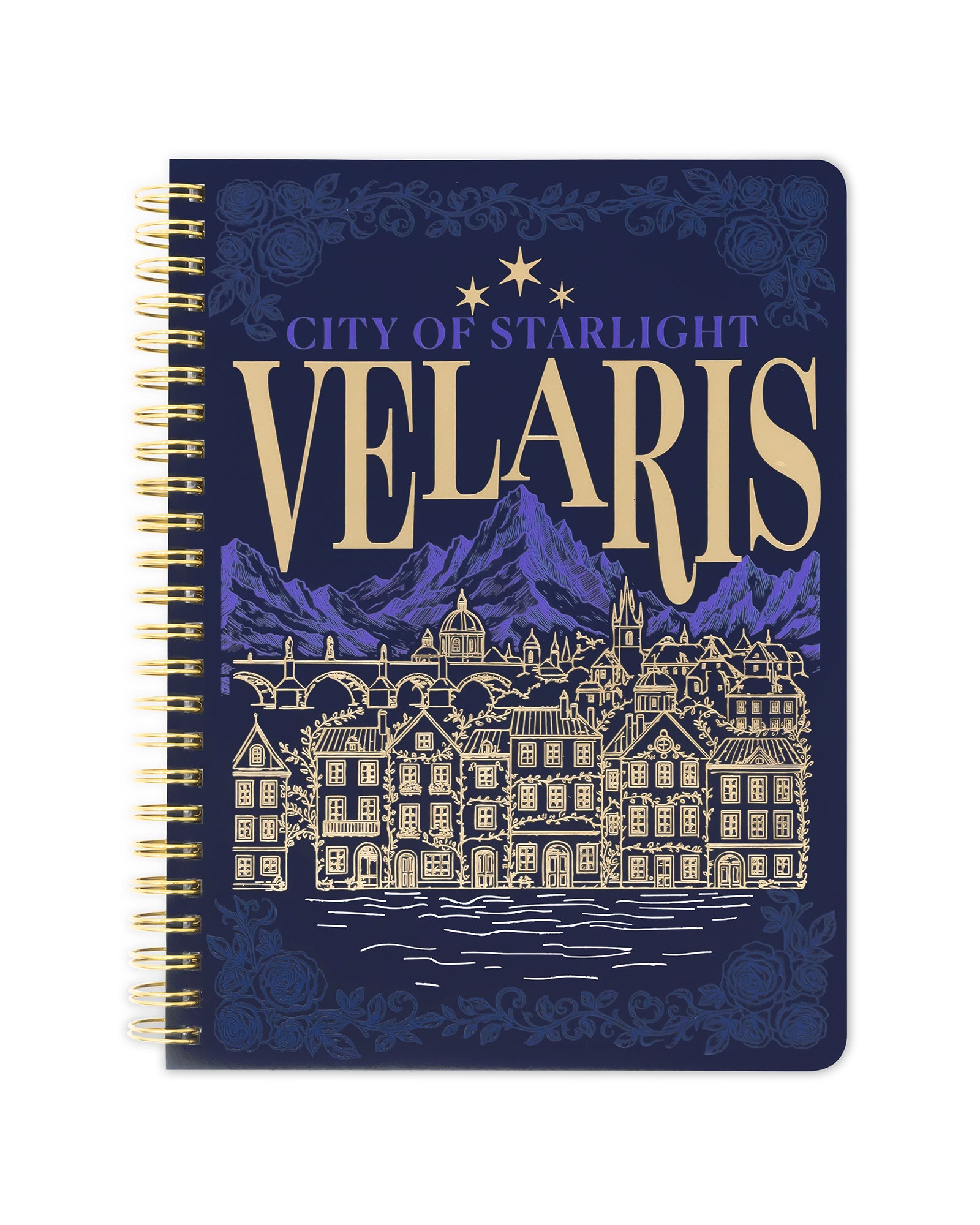 Notebook with 'City of Starlight Velaris' design on a white background