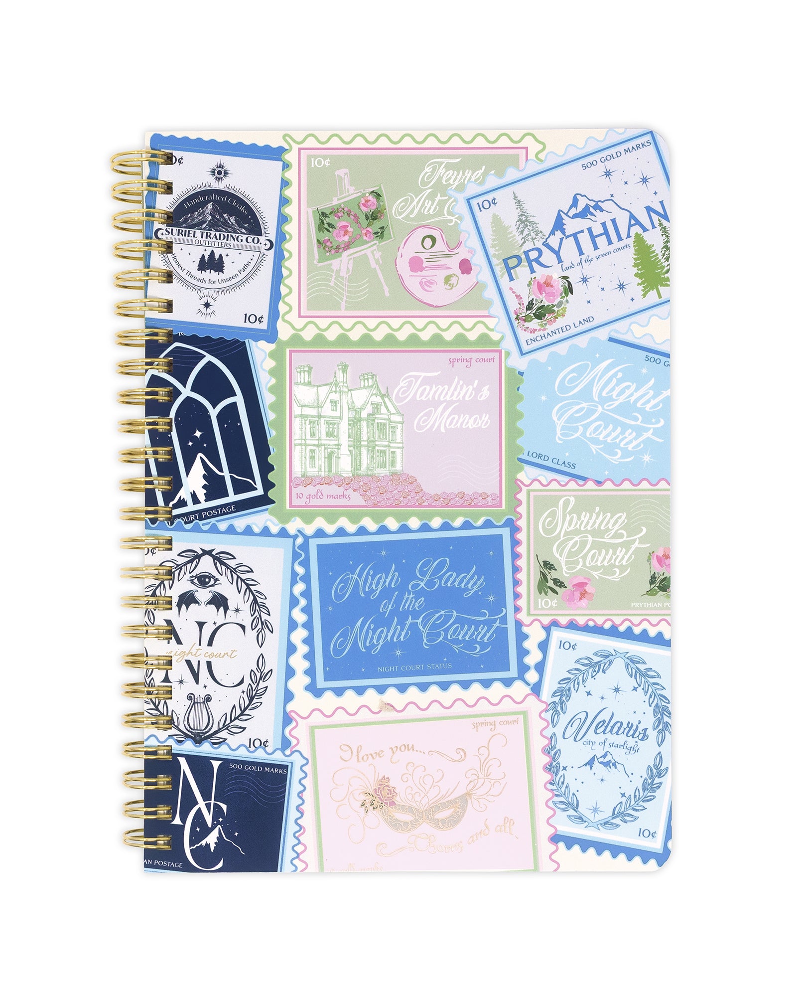 Notebook with decorative stamps on the cover