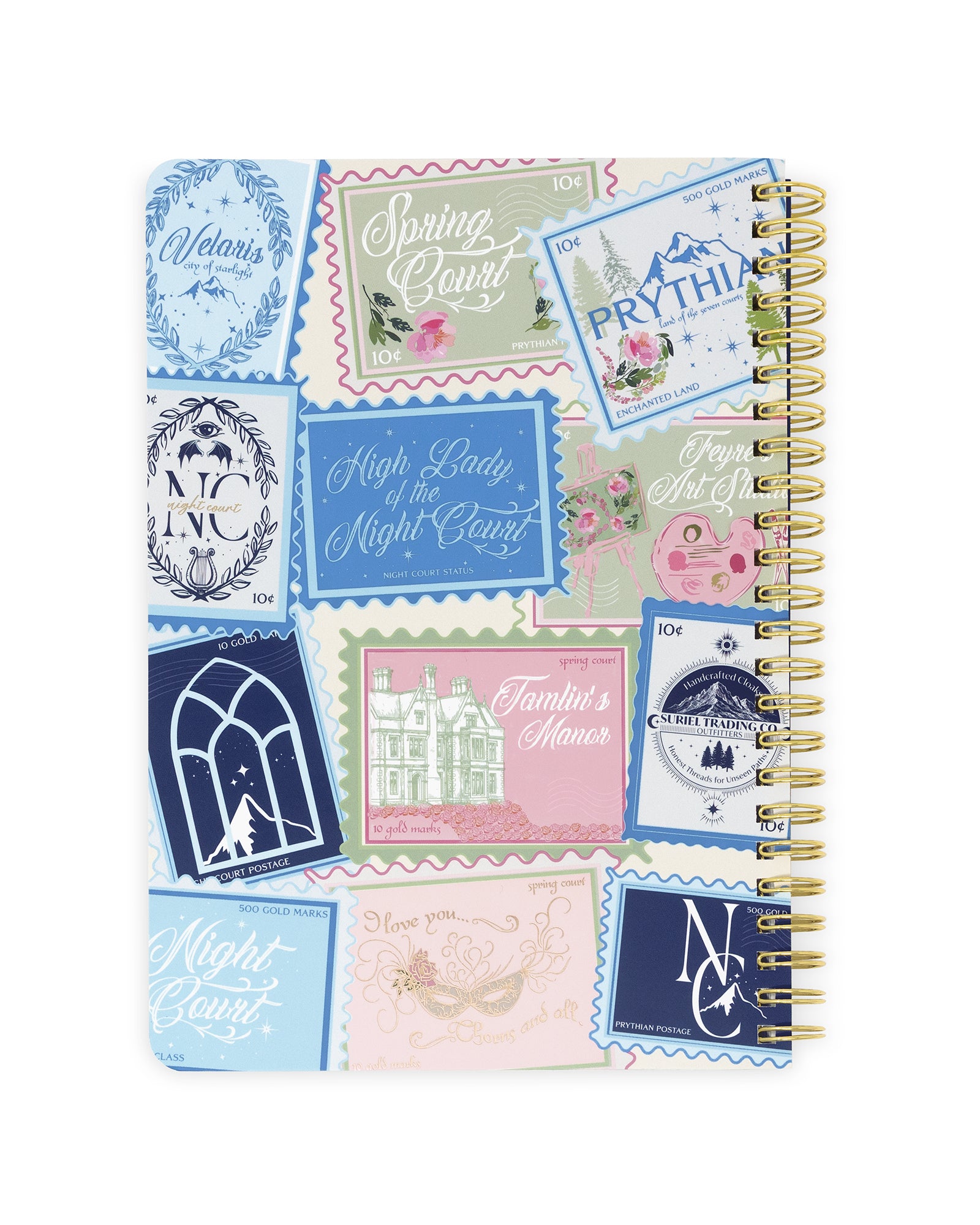 Notebook with decorative stamps on the cover