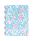Notebook with shell pattern and 'Lilly Pulitzer' branding on a white background