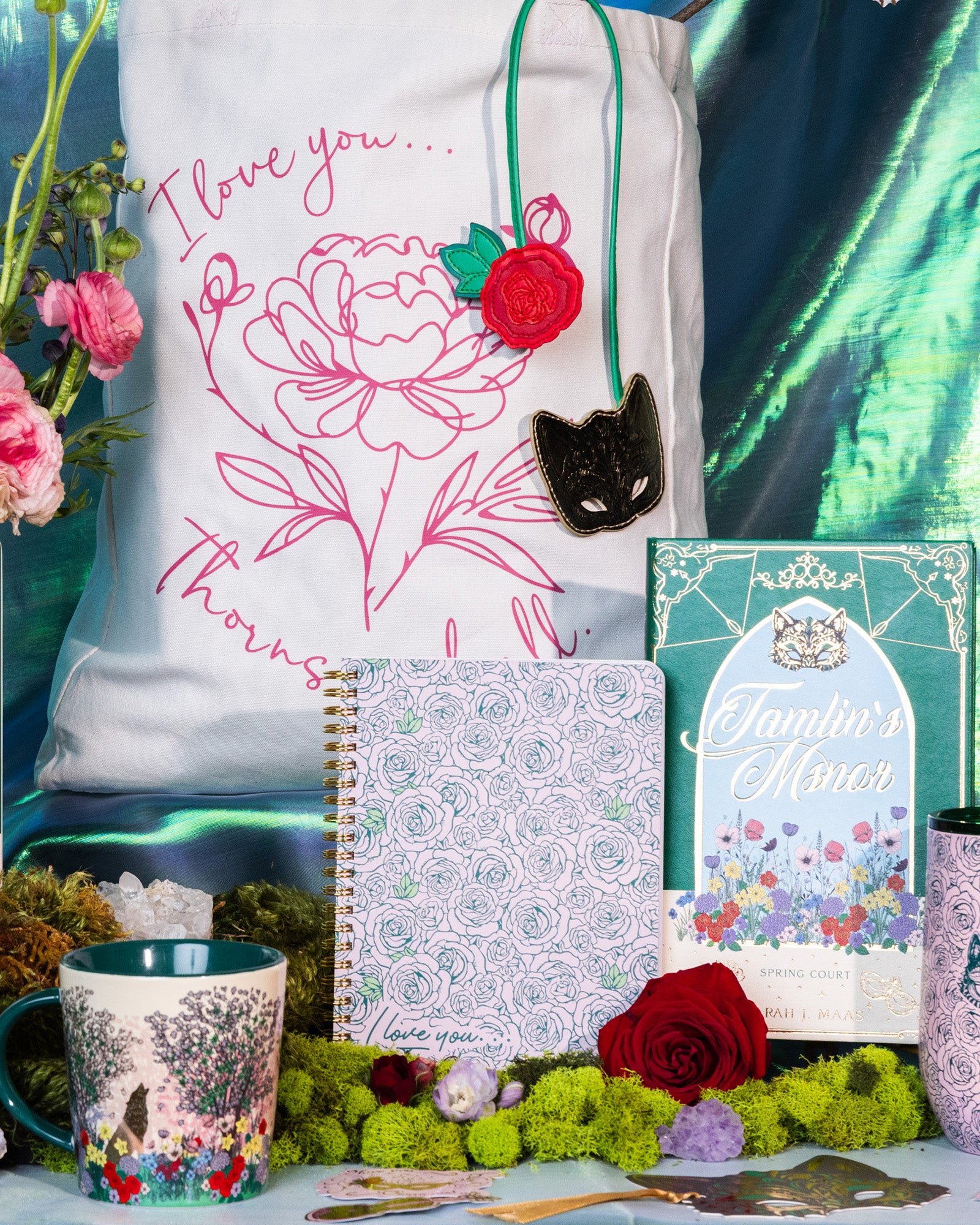 Notebook with rose pattern and 'I love you more and all' text