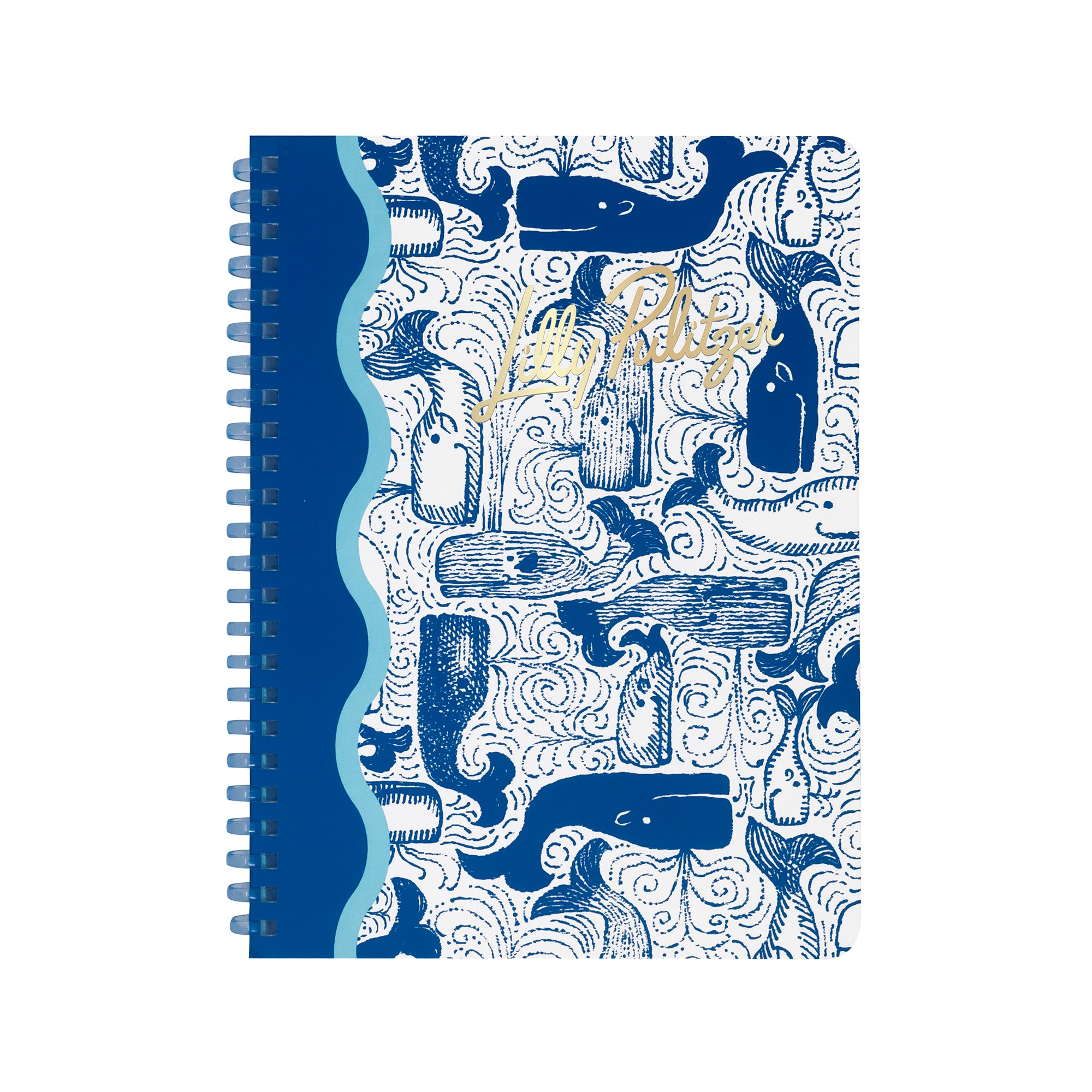 Notebook with whale pattern on a white background